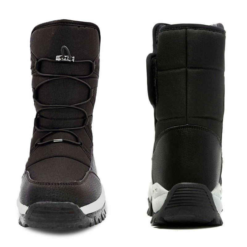 Stepedia Winter Snow Boots Warm Faux Fur Lined Mid Calf Waterproof Shoes For Men Black