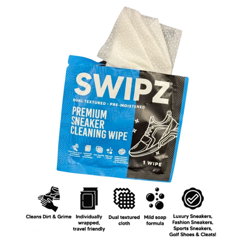 SWIPZ Sneaker Wipes - All Purpose Shoe Cleaning Wipes - Individually Wrapped - 12 Count