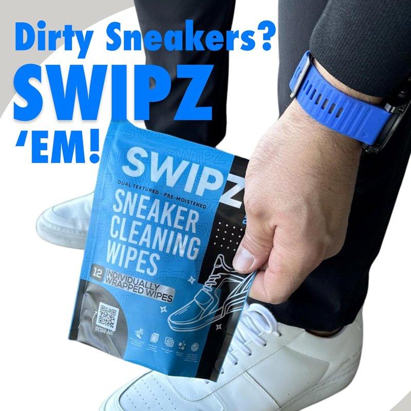 SWIPZ Sneaker Wipes - All Purpose Shoe Cleaning Wipes - Individually Wrapped - 12 Count