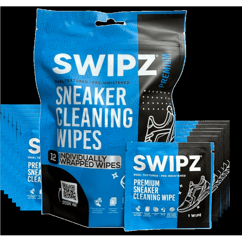 SWIPZ Sneaker Wipes - All Purpose Shoe Cleaning Wipes - Individually Wrapped - 12 Count