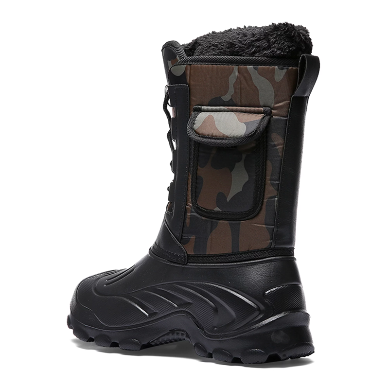 Tanleewa Fur Lined Men’s Snow Boots Mid Calf Outdoor Hiking Boots 10 Adult Male