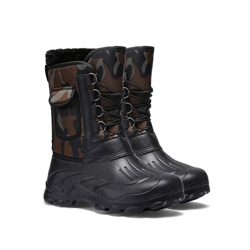 Tanleewa Fur Lined Men’s Snow Boots Mid Calf Outdoor Hiking Boots 10 Adult Male