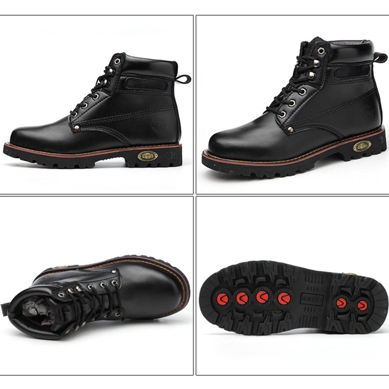 Tanleewa Steel Toe Leather Work Boots For Men Durable Safety Work Shoe Size 9.5