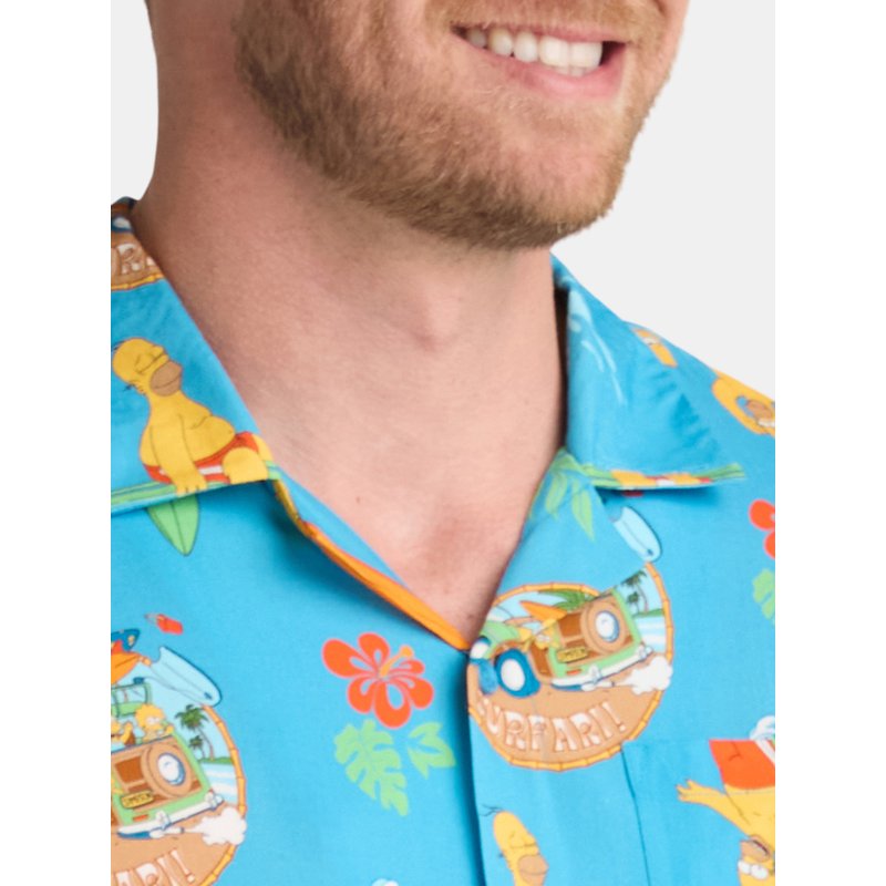 The Simpsons Men's And Big Men's Vacation Time Graphic Button Up Shirt Sizes S-3XL