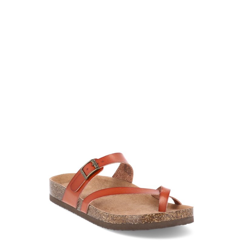 Time and Tru Women's Asymmetric Strap Footbed Sandals Wide Width Available