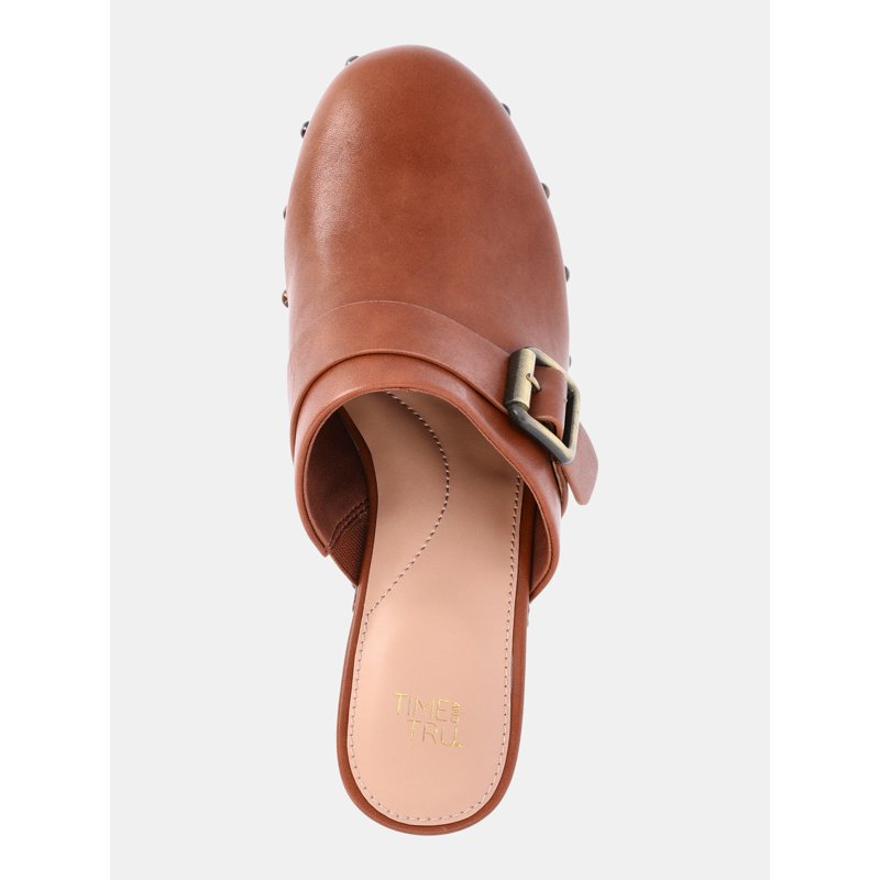 Time And Tru Women's Faux Leather Heeled Clogs