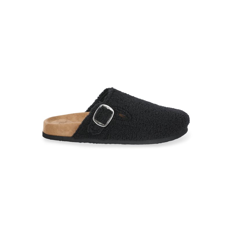 Time And Tru Women's Faux Shearling Buckle Clogs