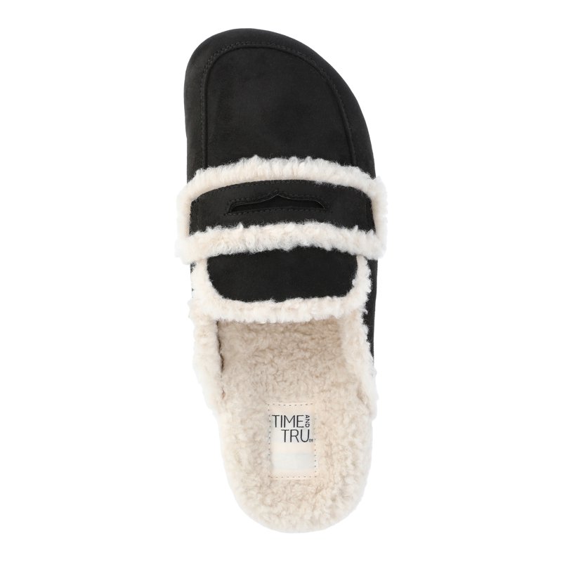 Time And Tru Women's Faux Shearling Slide On Loafers
