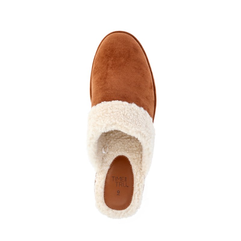 Time And Tru Women's Faux Shearling Wedge Clogs