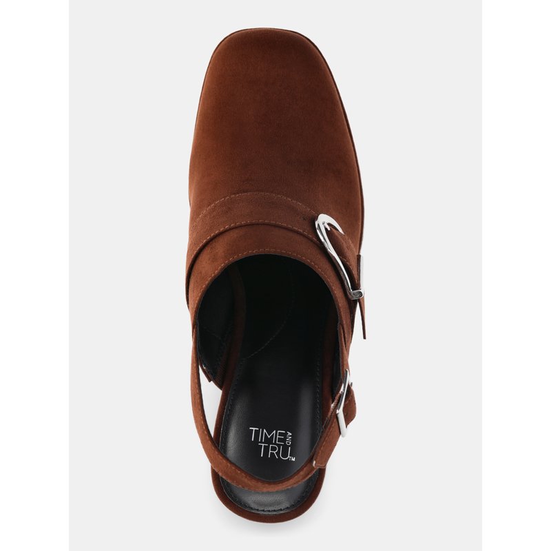 Time And Tru Women's Faux Suede Sling Back Clogs