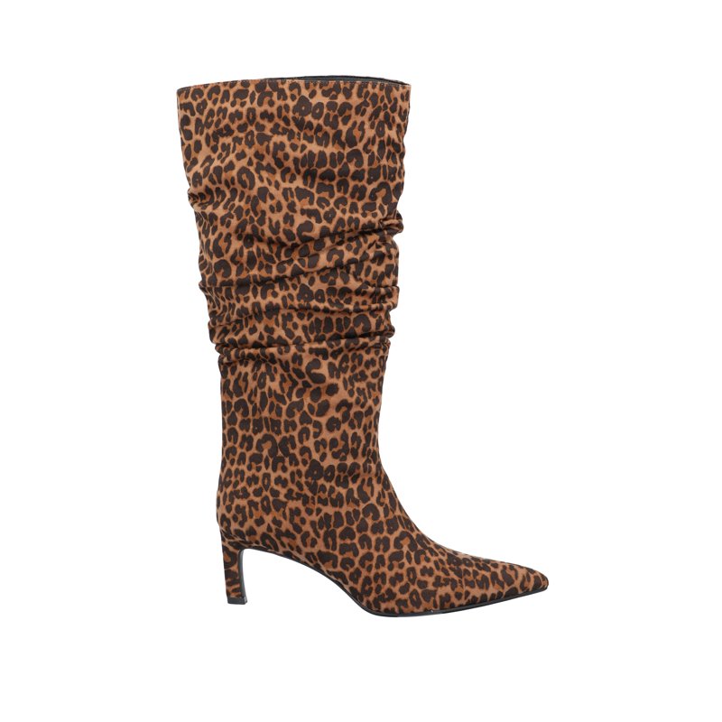 Time And Tru Women's Faux Suede Slouch Boots With Kitten Heels Wide Width Available