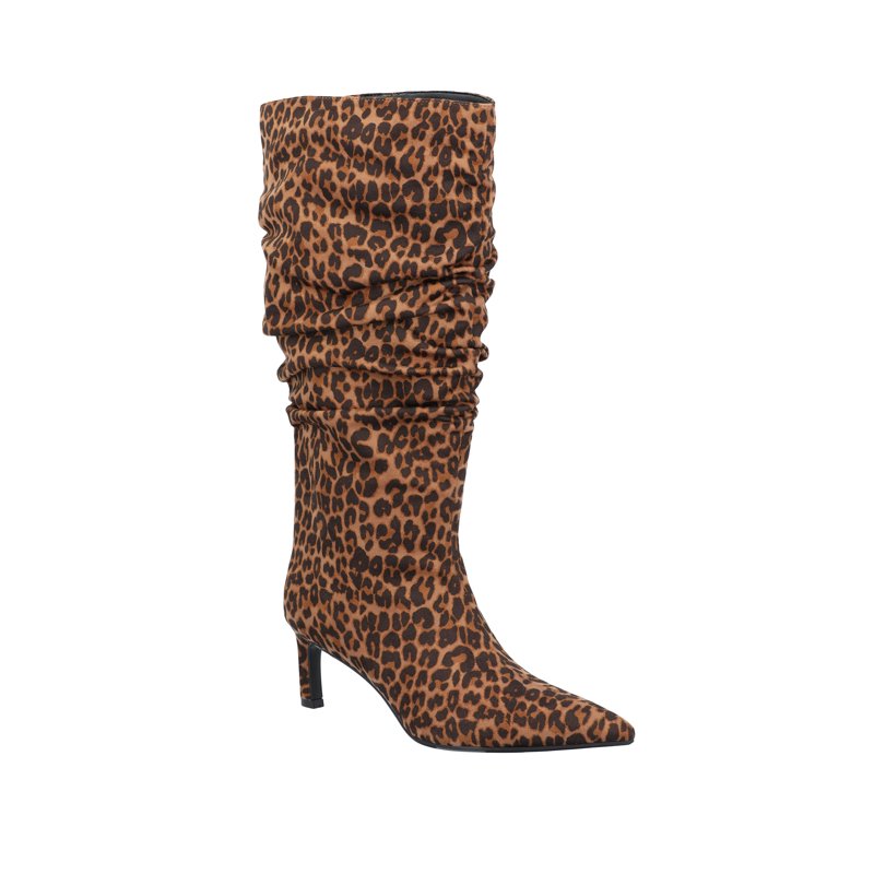 Time and Tru Women's Faux Suede Slouch Boots with Kitten Heels Wide Width Available