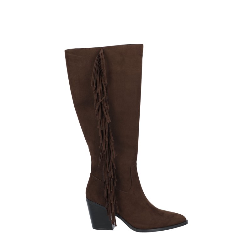 Time And Tru Women's Faux Suede Tall Fringe Boots