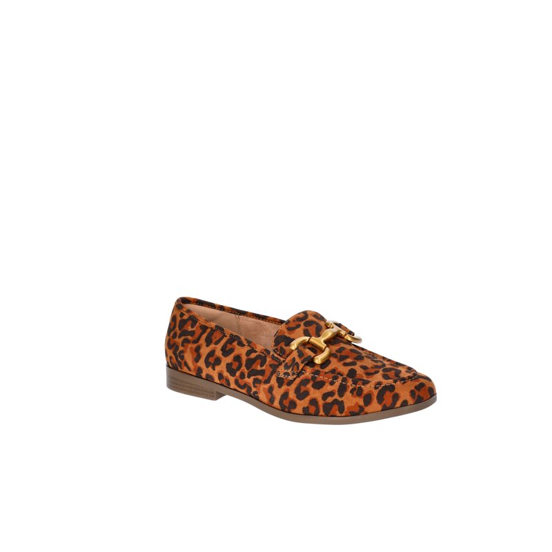 Time and Tru Women's Leopard Faux Suede Loafers with Buckles