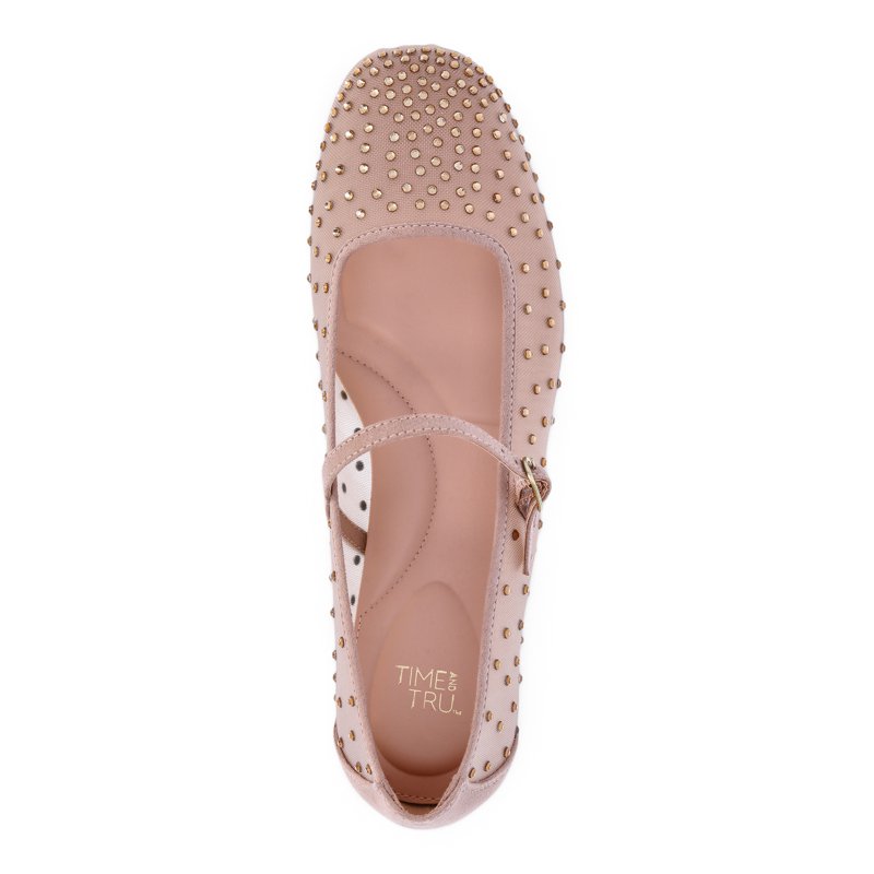Time And Tru Women's Rhinestone Mary Jane Flats