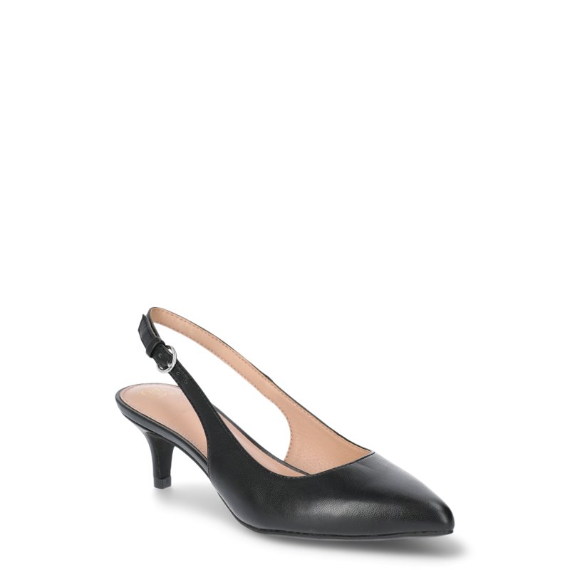Time and Tru Women's Slingback Kitten Heel Pumps Sizes 6-11