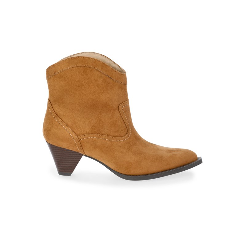 Time And True Women's Faux Suede Cone Heel Booties