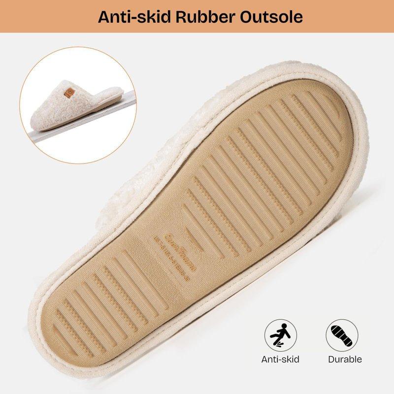 TRANSLINK Women Fuzzy Slippers Fluffy Winter Memory Foam House Shoes Indoor And Outdoor