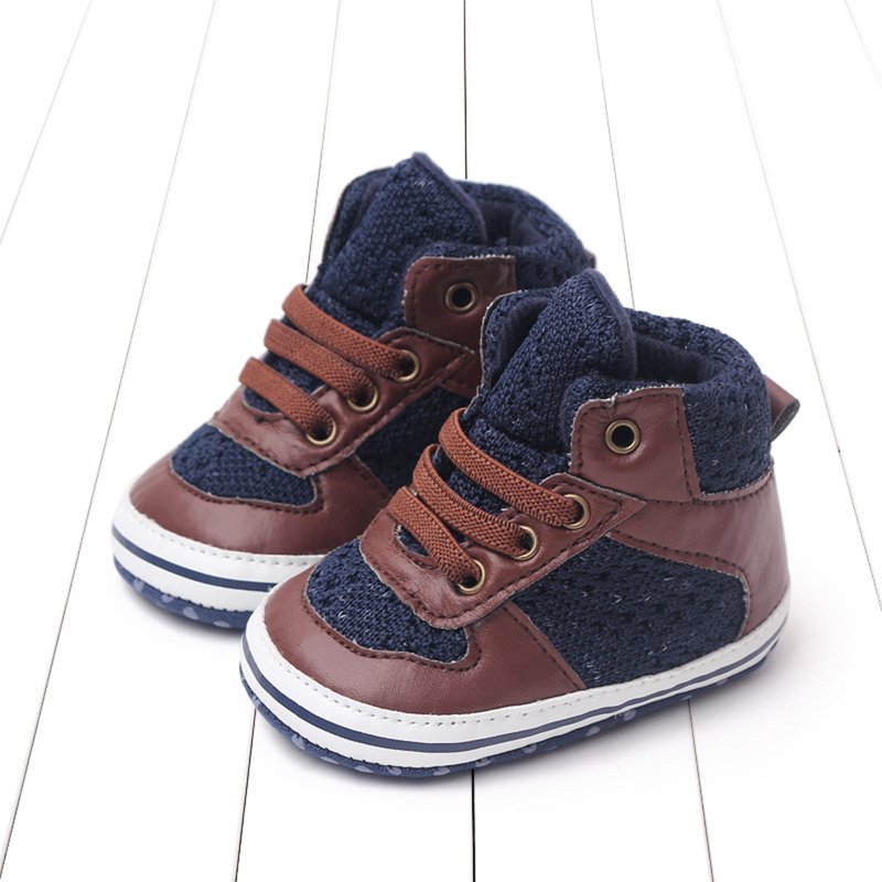 Ulitacool Shoes For Boys 0-6 Months Unisex Baby Sneakers Non Summer Rubber Sole First Walkersflat Sole Round Head High Top Lace Up Colorblock Sports Shoes Adorbale Dailywear Brown