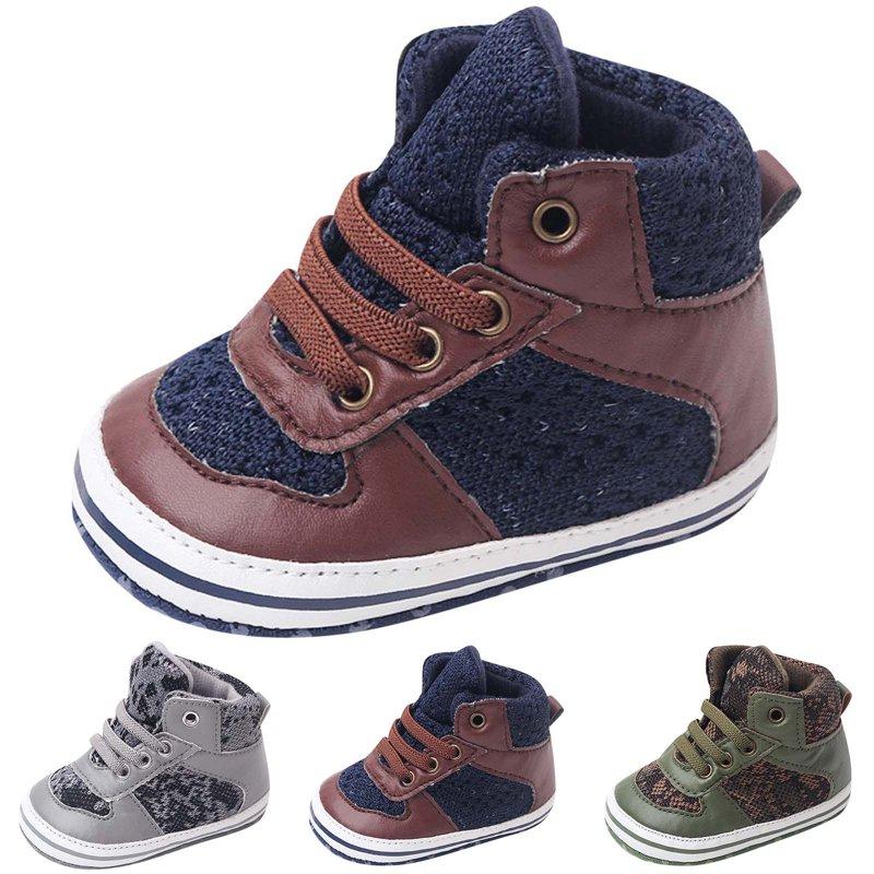 Ulitacool Shoes For Boys 0-6 Months Unisex Baby Sneakers Non Summer Rubber Sole First Walkersflat Sole Round Head High Top Lace Up Colorblock Sports Shoes Adorbale Dailywear Brown