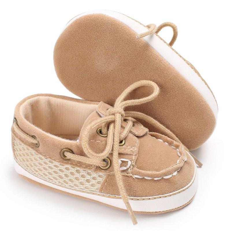 URMAGIC Toddler Baby Girls Boys Leather Soft Sole Crib Shoes Lace-up Flat Boat Shoe