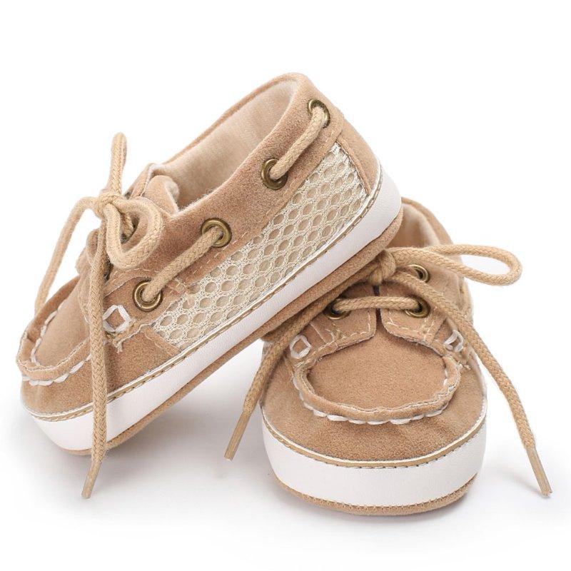 URMAGIC Toddler Baby Girls Boys Leather Soft Sole Crib Shoes Lace-up Flat Boat Shoe