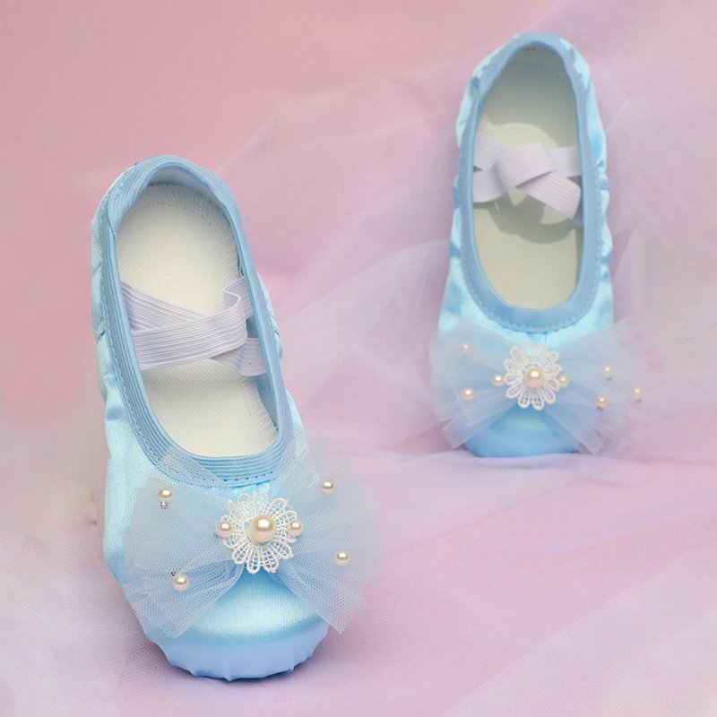 Utlike Girls Ballet Shoes Children Dance Shoes Ballet Performance Lace Bow Yoga Shoes Popular Footwear Blue