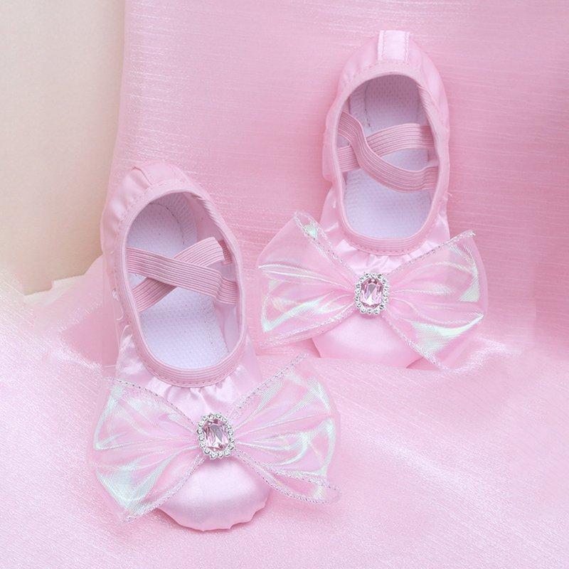 Utlike Girls Ballet Shoes Children Dance Shoes Ballet Performance Lace Bow Yoga Shoes Trend Footwear Pink