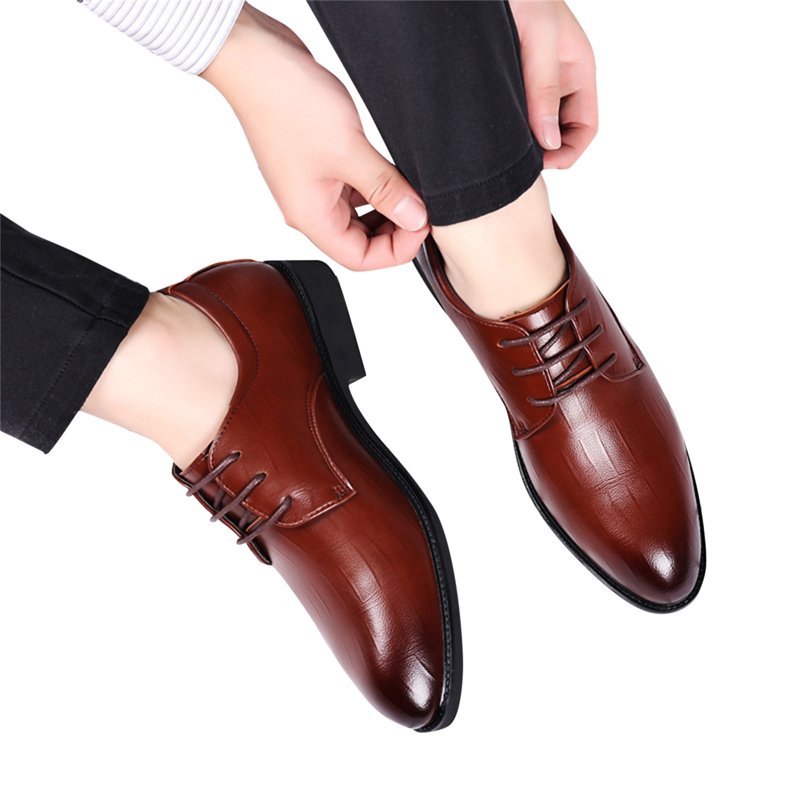 Vedolay Men's Oxfords Comfortable Shoe Shoes Lace Suit Business Men Leather Shoes Male Casual Dress Mens Dress Slip On Shoes Leather(Brown 12)