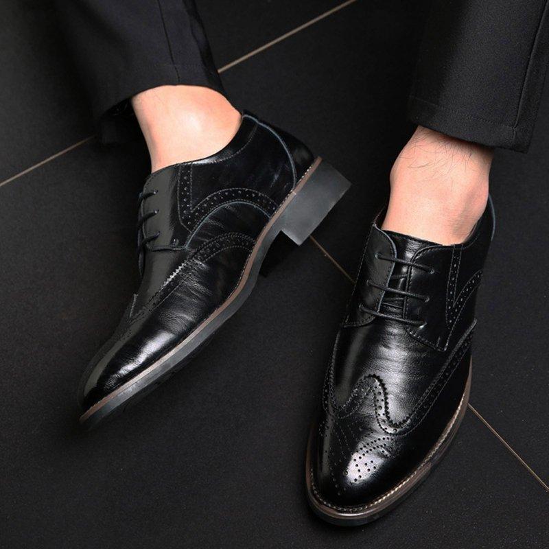 Vedolay Men's Oxfords Men's Dress Shoes Leather Formal Business Oxford Shoes Retro Dress Shoes For Men(Black 12.5)