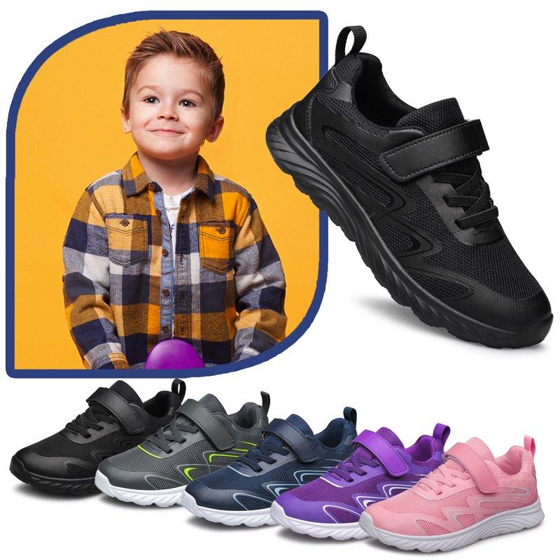 Vibdiv Boys Girls School Shoes Kids Sneakers Athletic Running Tennis Walking Shoes Black Big Kid Size 3
