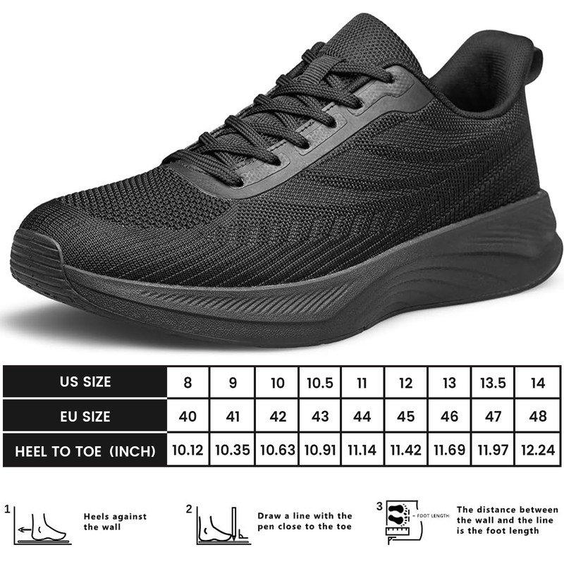 Vibdiv Walking Shoes Men Lightweight Breathable Running Tennis Athletic Gym Workout Cross Training Slip On Sneakers All Black Size 8