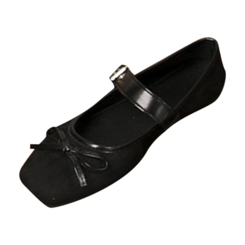 Viluyesy Flats For Womens Low Heels Square Toe Buckle Strap 2025 Fashion Dressy Shoes Black