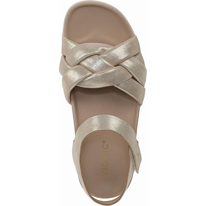 Vionic Women's Rosa Strappy Sandal Gold Leather 7.5W