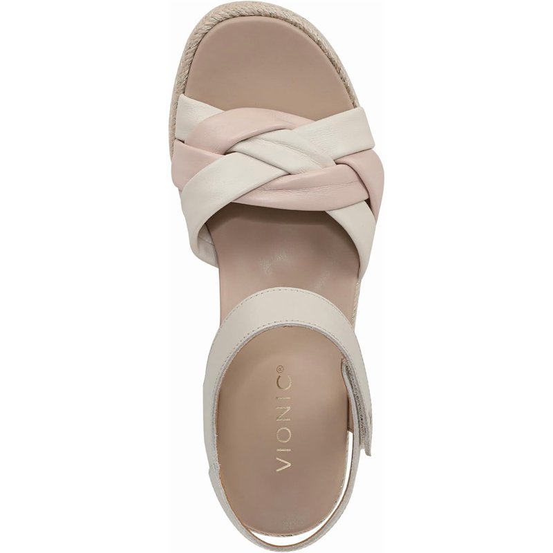Vionic Women's Saratoga Espadrille Wedge Sandal Cream/Cameo Rose 8.5W