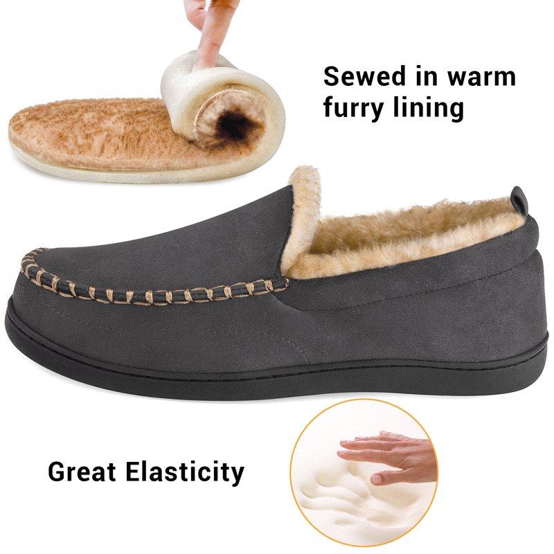 VONMAY Men's Moccasin Slippers Fuzzy Indoor Outdoor House Shoes