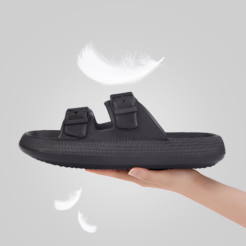 VONMAY Unisex Slides Sandals Thick Sole Pillow Sandals With Adjustable Double Buckle