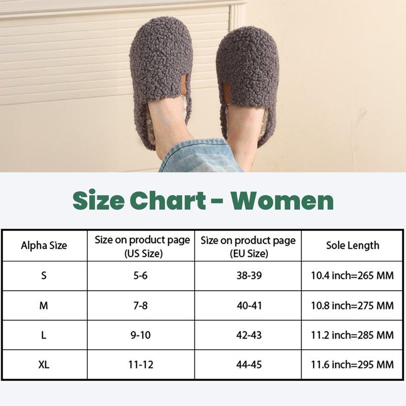 WALL QMER Slippers For Women Indoor/Outdoor House Shoes Bedroom Non-slip Warm Fluffy Womens Slippers Women's Fuzzy Memory Foam Closed Back Slippers Gray