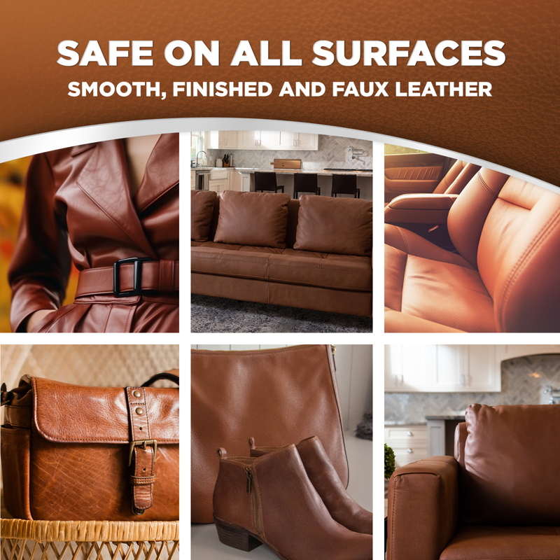 Weiman 3-In-1 Leather Cleaner & Conditioner For Furniture Car Seats Bags & Shoes UVX Protection 16oz