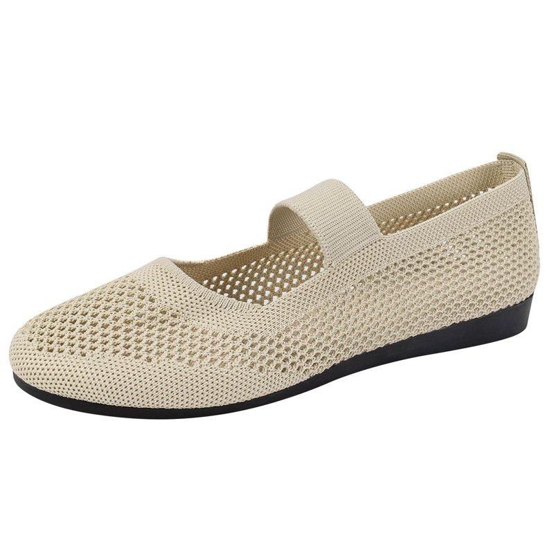 Women's Flats Shoes Pointed Toe Knit Ballet Comfortable Dressy Slip On Flat Beige 6