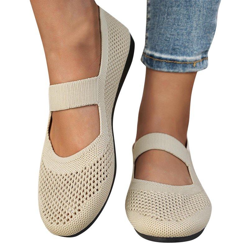 Women's Flats Shoes Pointed Toe Knit Ballet Comfortable Dressy Slip On Flat Beige 6