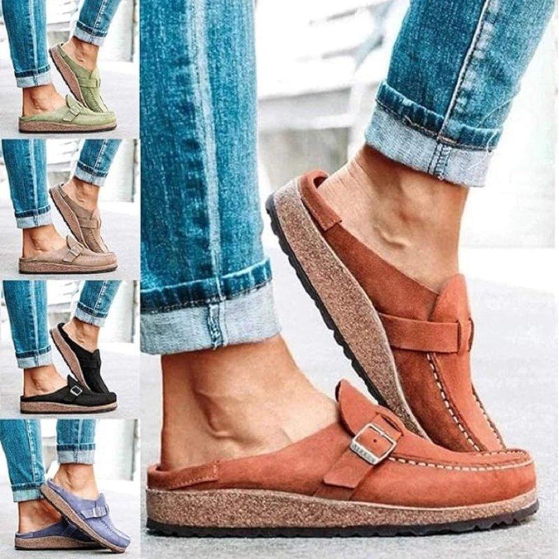 Womens Clogs Cow Suede Soft Footbed Unisex For Men Women Cork Clog Antislip Sole Slippers Mules Sandals With Adjustable Buckle