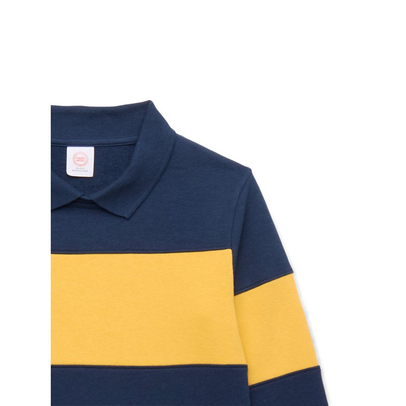Wonder Nation Boys Striped Rugby Sweatshirt Sizes 4-16 & Husky