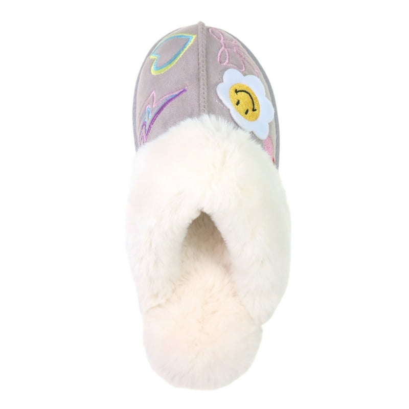 Wonder Nation Girls Scuff Slippers With Faux Fur Trim