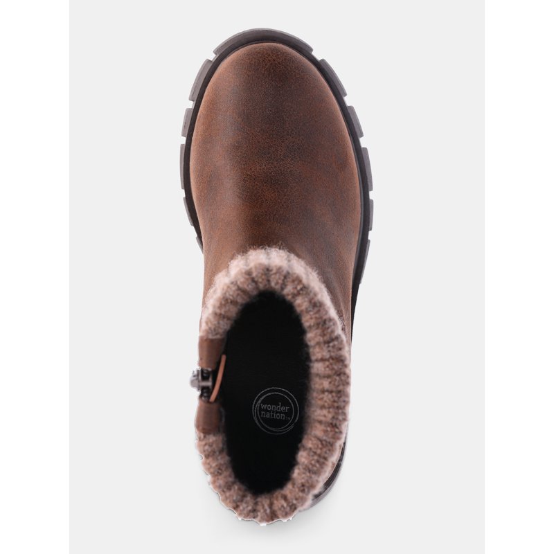 Wonder Nation Little Girls And Big Girls Sweater Knit Faux Leather Boots