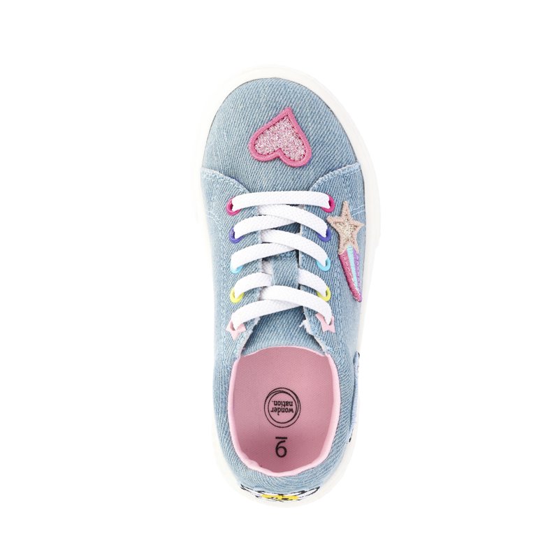 Wonder Nation Toddler Girls Denim Low Court Sneakers With Patches