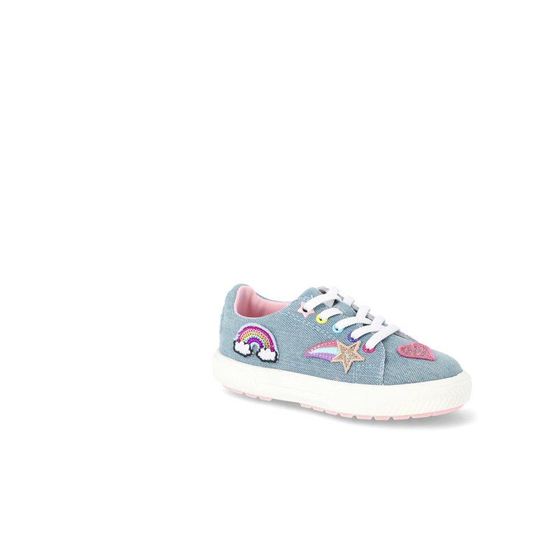 Wonder Nation Toddler Girls Denim Low Court Sneakers with Patches