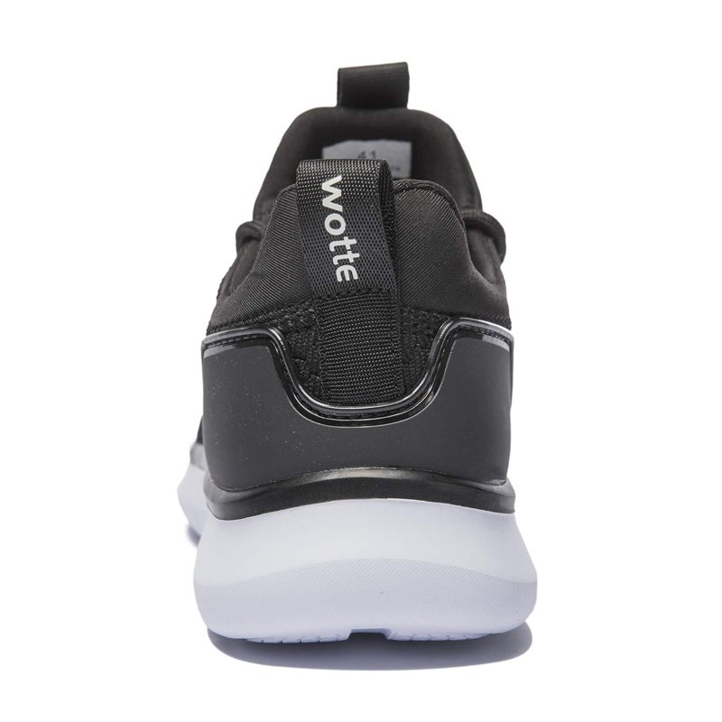 WOTTE Men's Athletic Walking Running Shoes Slip-on Casual Mesh Sneakers Comfort Fashion Black White Size 7