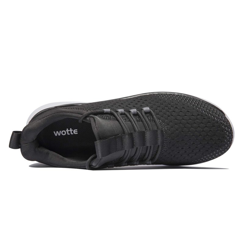 WOTTE Men's Athletic Walking Running Shoes Slip-on Casual Mesh Sneakers Comfort Fashion Black White Size 7