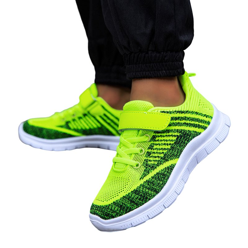 Yindaity Boys' Sneakers Fashion All Season Children Boys Sports Shoes Flat Thick Bottom Lightweight Non Toddler Running Shoes Green 7-8 Years